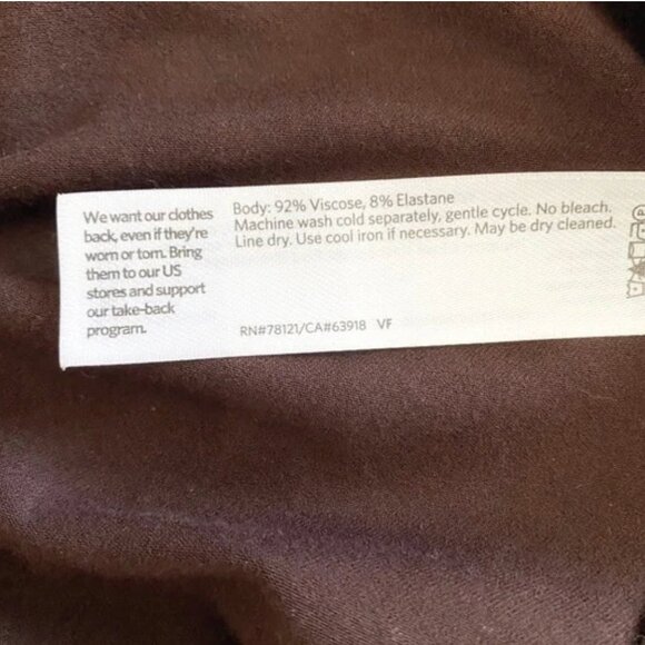 EILEEN FISHER BROWN LONG SLEEVE V-NECK VISCOSE BLEND STRETCH JERSEY MAXI DRESS - Picture 9 of 9